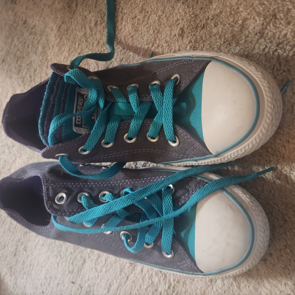 Converse Teal and Gray Sneakers